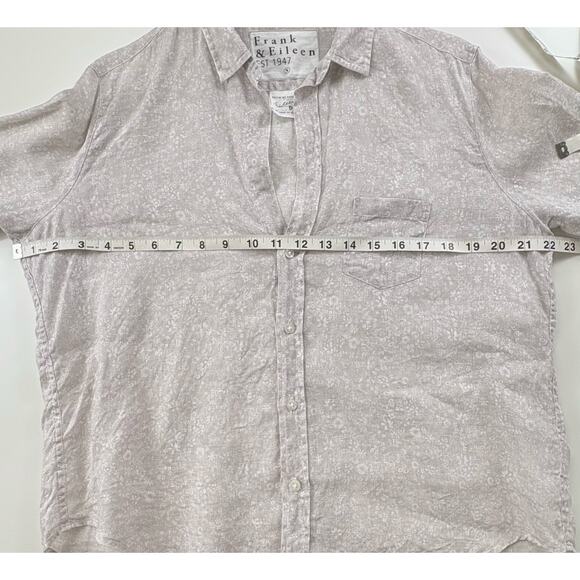 Frank & Eileen Linen Floral Eileen Button Down Shirt Small Neutral Lagenlook - Picture 11 of 12